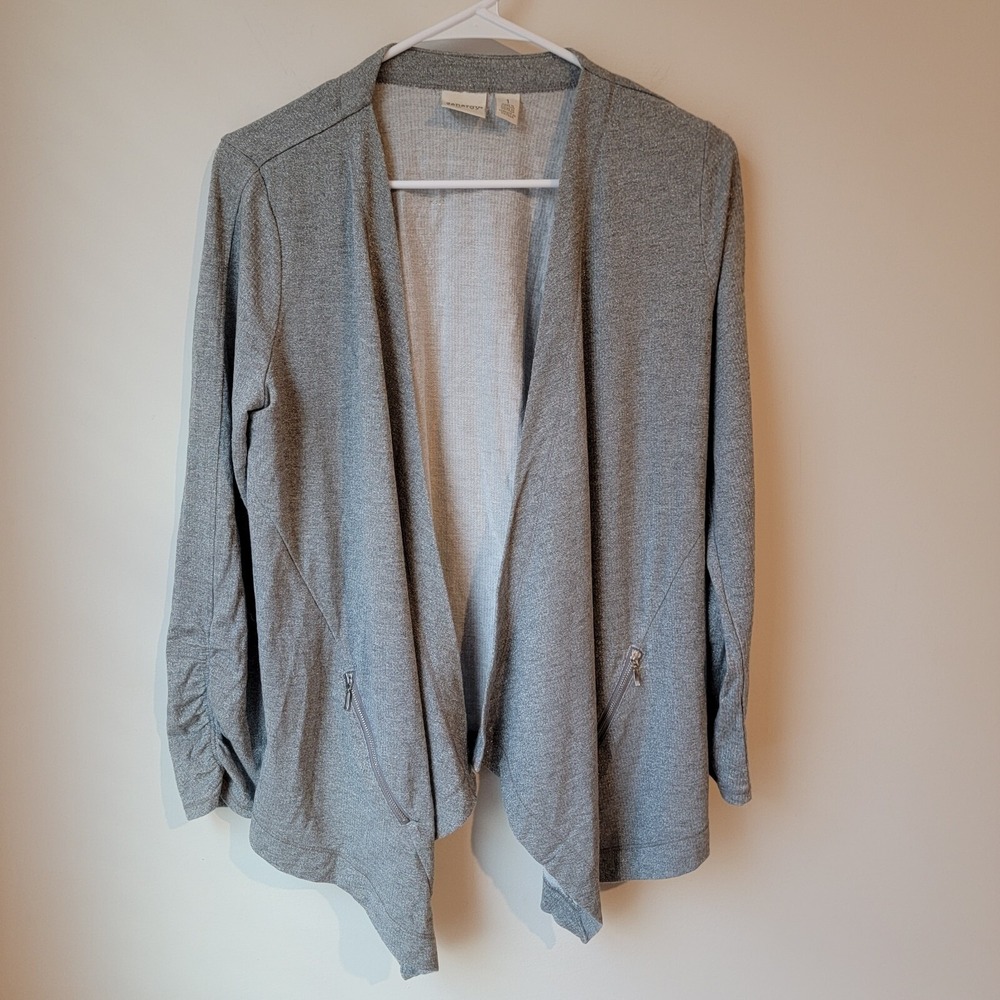 Zenergy Chicos Gray Cardigan Size 1 Us Medium Open Business Casual Sparkles Glam